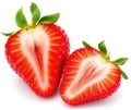 Fresh Whole and Sliced Strawberries Isolated on White Background Royalty Free Stock Photo