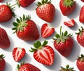 Fresh Whole and Sliced Strawberries Isolated on White Background Royalty Free Stock Photo