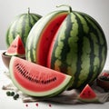Fresh Whole Watermelon Isolated on White Background ok Royalty Free Stock Photo