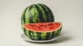 Fresh Whole Watermelon Isolated on White Background ok Royalty Free Stock Photo