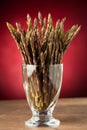 Fresh wild asparagus in a glass ready to be cooked Royalty Free Stock Photo
