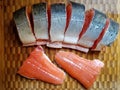 Fresh wild Atlantic Salmon filets and steaks Royalty Free Stock Photo