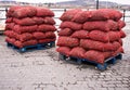 Bags of Fresh Wild Mussels Royalty Free Stock Photo