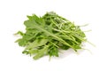 fresh wild rocket rucola leaves on white background