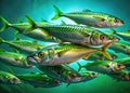 Fresh WildCaught Mackerel Studio Shot on Vibrant Green Screen HighQuality Stock Image for Culinary Projects Royalty Free Stock Photo