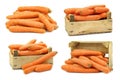 Fresh winter carrots in a wooden crate