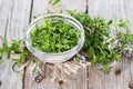 Fresh Winter Savory in a bowl Royalty Free Stock Photo