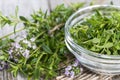 Fresh Winter Savory in a bowl