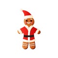 Fresh xmas santa gingerbread with red hat and creamy smile