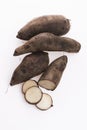 Fresh Yacon roots on white background Royalty Free Stock Photo