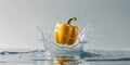 Fresh Yellow Bell Pepper In Water Splash Royalty Free Stock Photo