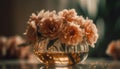 Fresh yellow bouquet in rustic glass jar generated by AI