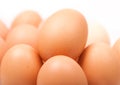 Fresh yellow chicken eggs in group Royalty Free Stock Photo