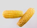 Fresh yellow corn photo closeup isolates by white bckground Royalty Free Stock Photo