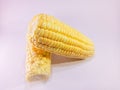 Fresh yellow corn photo closeup isolates by white bckground Royalty Free Stock Photo