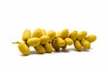 Fresh Yellow Dates Palm Fruit on white background. Royalty Free Stock Photo