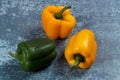 Fresh yellow and green capsicums Royalty Free Stock Photo