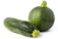 Fresh yellow and green zucchini, courgettes, squash isolated on white background Royalty Free Stock Photo