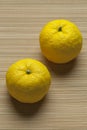 Fresh yellow Japanese Yuzu fruit