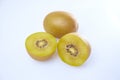 Fresh yellow kiwi sliced on white background Royalty Free Stock Photo