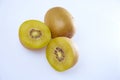 Fresh yellow kiwi sliced on white background Royalty Free Stock Photo