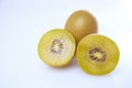 Fresh yellow kiwi sliced on white background Royalty Free Stock Photo
