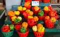 Fresh yellow, orange organic bell peppers capsicum Royalty Free Stock Photo