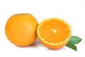 Fresh yellow oranges on white