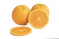 Fresh yellow oranges on white