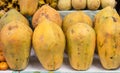 Fresh yellow papaya in a market in Peru, natural look. Royalty Free Stock Photo