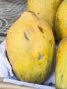 Fresh yellow papaya in a market in Peru, natural look. Royalty Free Stock Photo