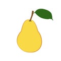 Fresh yellow pear with green leaf icon. Vector illustration. Royalty Free Stock Photo