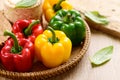 Fresh yellow, red and green bell peppers Royalty Free Stock Photo