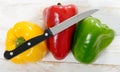 Fresh yellow, red and green bell peppers Royalty Free Stock Photo