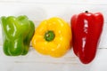 Fresh yellow, red and green bell peppers Royalty Free Stock Photo