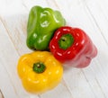 Fresh yellow, red and green bell peppers Royalty Free Stock Photo