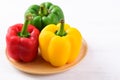 Fresh yellow, red and green bell peppers Royalty Free Stock Photo