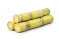 Fresh yellow sugar cane on white