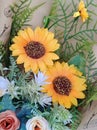 fresh yellow sunflowers Organize beautiful decorations for various important days, Valentine, love, romance, buildings