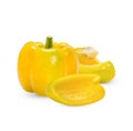 Fresh yellow sweet pepper sliced isolated on white background Royalty Free Stock Photo