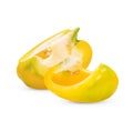 Fresh yellow sweet pepper sliced isolated on white background Royalty Free Stock Photo