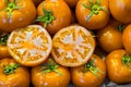 Fresh yellow tomatoes at the market Royalty Free Stock Photo