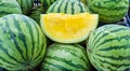 Fresh yellow water melon cut open Royalty Free Stock Photo