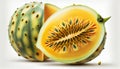 Fresh Yellow Watermelon Fruit Slices on White Background AI Generative Royalty Free Stock Photo