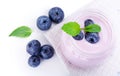 Fresh yogurt with blueberries Royalty Free Stock Photo
