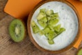 fresh yogurt made from natural ingredients with kiwi