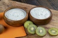 fresh yogurt made from natural ingredients with kiwi