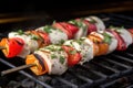 fresh yogurt marinated kebabs on a hot grill stone