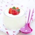 Fresh yogurt with strawberries