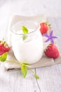 Fresh yogurt and strawberry Royalty Free Stock Photo